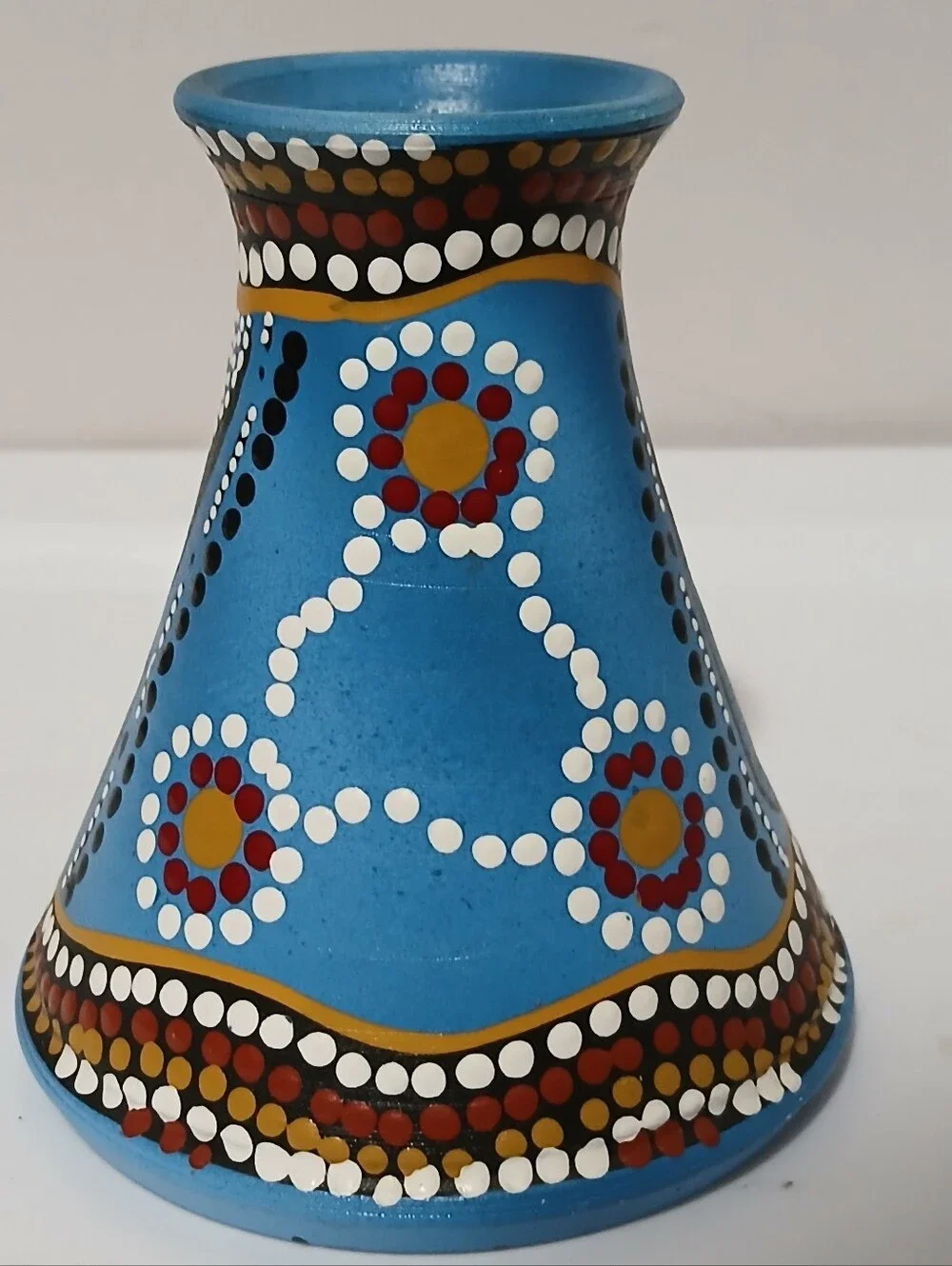 Hand Painted Australian Aboriginal Art Vase Artist Signed